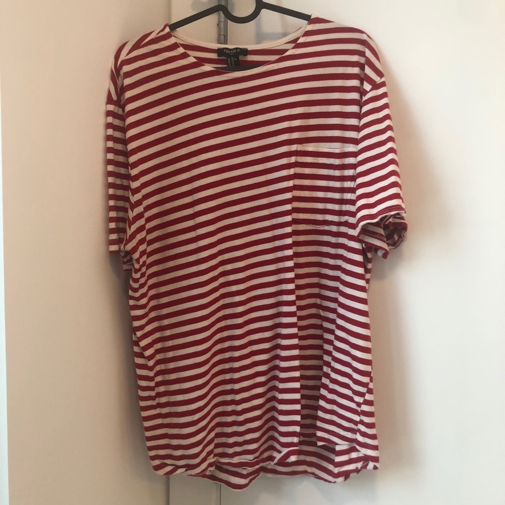Red and white stripped shirt
